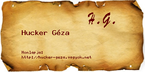 Hucker Géza névjegykártya